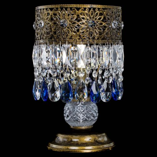 Настольная лампа Восток с пластинками под бронзу Синяя в Новокузнецке Гусь Хрустальный