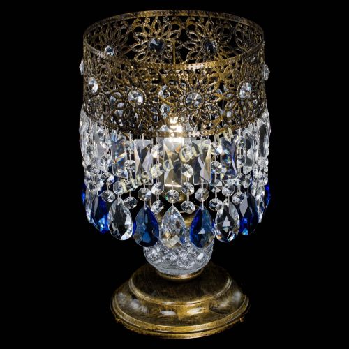 Настольная лампа Восток с пластинками под бронзу Синяя в Новокузнецке Гусь Хрустальный