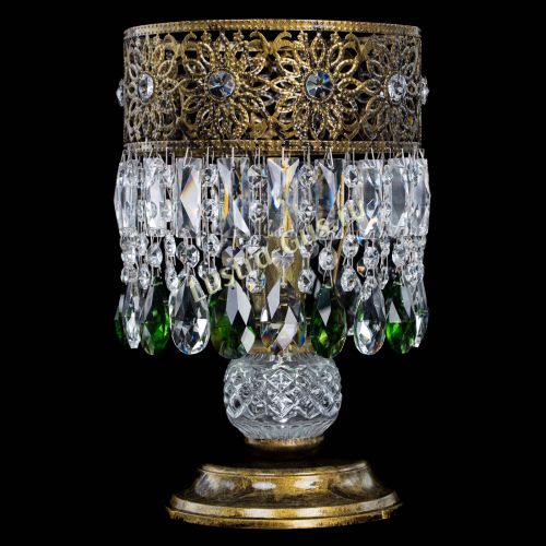 Настольная лампа Восток с пластинками под бронзу Зеленая в Новокузнецке Гусь Хрустальный