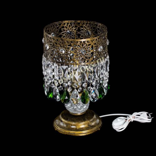 Настольная лампа Восток с пластинками под бронзу Зеленая в Новокузнецке Гусь Хрустальный