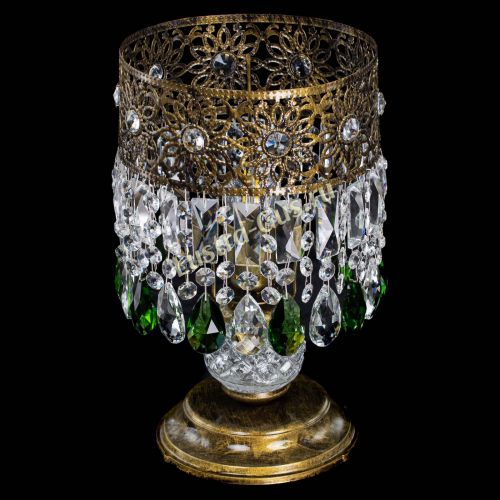 Настольная лампа Восток с пластинками под бронзу Зеленая в Новокузнецке Гусь Хрустальный