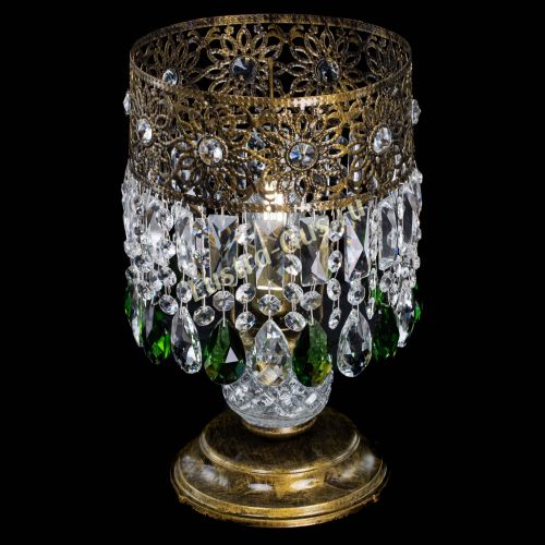 Настольная лампа Восток с пластинками под бронзу Зеленая в Новокузнецке Гусь Хрустальный