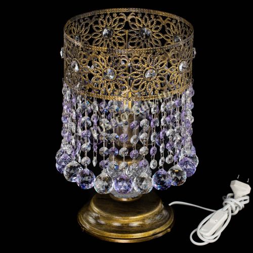 Настольная лампа Восток с шарами под бронзу Фиолетовая в Новокузнецке Гусь Хрустальный