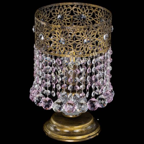 Настольная лампа Восток с шарами под бронзу Розовая в Новокузнецке Гусь Хрустальный