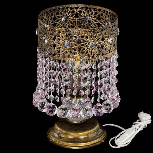 Настольная лампа Восток с шарами под бронзу Розовая в Новокузнецке Гусь Хрустальный