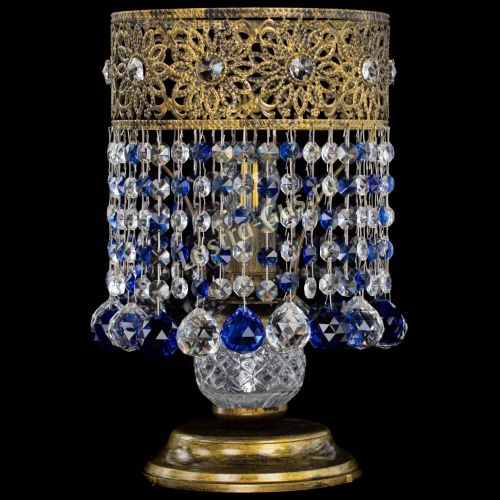 Настольная лампа Восток с шарами под бронзу Синяя в Новокузнецке Гусь Хрустальный