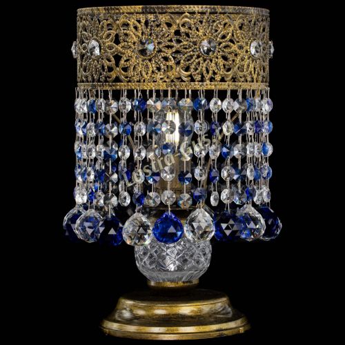 Настольная лампа Восток с шарами под бронзу Синяя в Новокузнецке Гусь Хрустальный