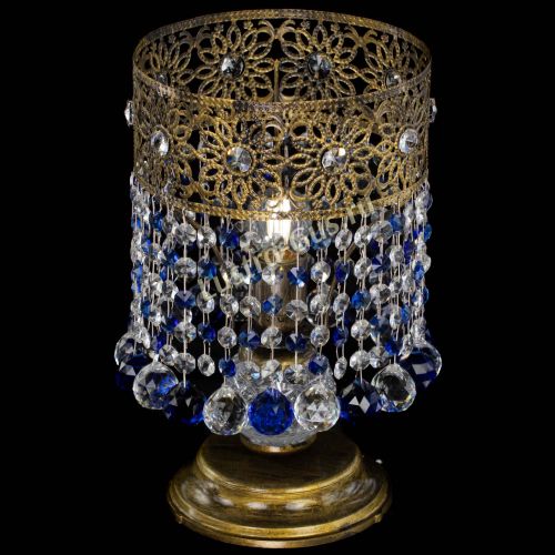 Настольная лампа Восток с шарами под бронзу Синяя в Новокузнецке Гусь Хрустальный