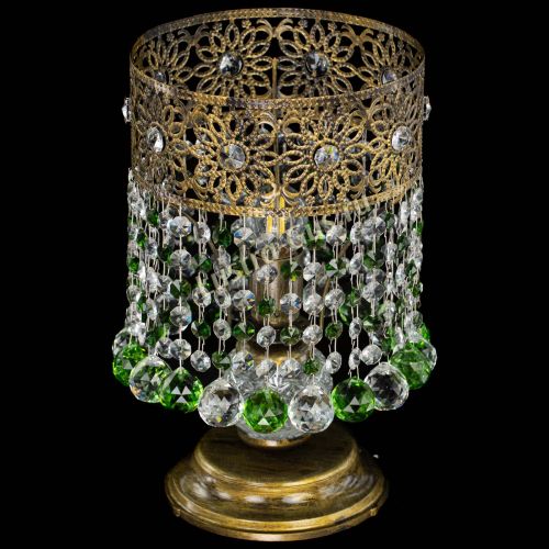 Настольная лампа Восток с шарами под бронзу Зеленая в Новокузнецке Гусь Хрустальный