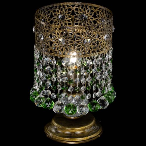 Настольная лампа Восток с шарами под бронзу Зеленая в Новокузнецке Гусь Хрустальный