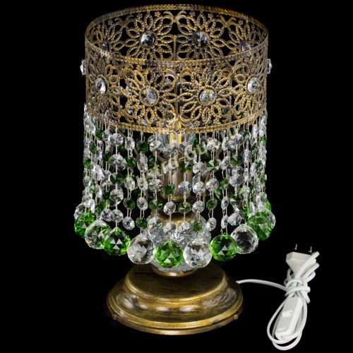 Настольная лампа Восток с шарами под бронзу Зеленая в Новокузнецке Гусь Хрустальный