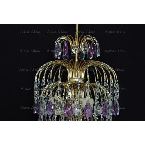 Люстра Хрустальные брызги с подвесом журавлик фиолетовый в Новокузнецке Гусь Хрустальный