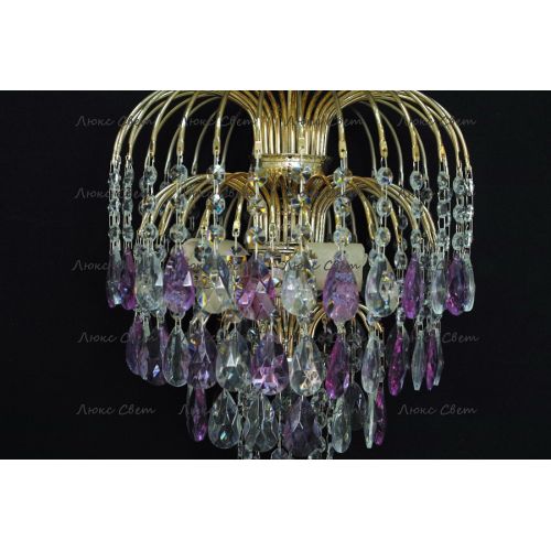 Люстра Хрустальные брызги с подвесом журавлик фиолетовый в Новокузнецке Гусь Хрустальный