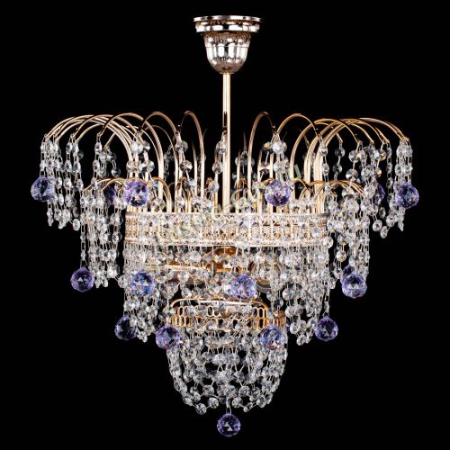 Люстра Агата Венеция №2 - 3 лампы фиолетовая в Новокузнецке Гусь Хрустальный