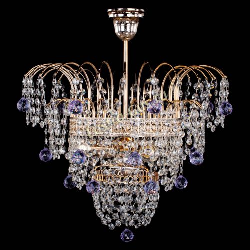 Люстра Агата Венеция №2 - 3 лампы фиолетовая в Новокузнецке Гусь Хрустальный