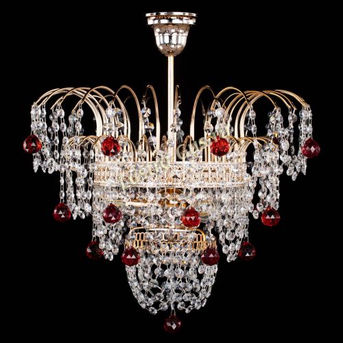 Люстра Агата Венеция №2 - 3 лампы красная в Новокузнецке Гусь Хрустальный