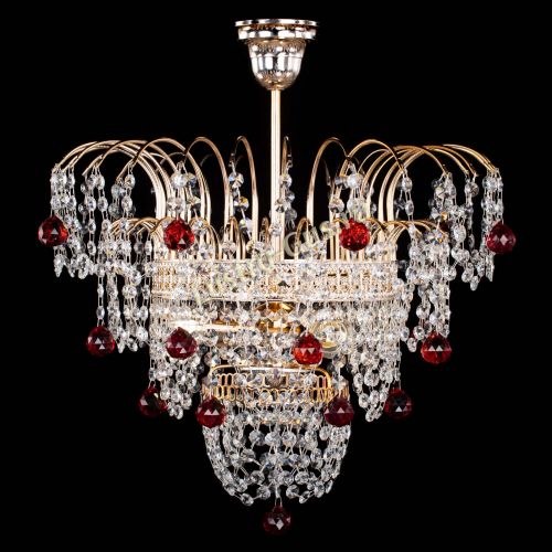 Люстра Агата Венеция №2 - 3 лампы красная в Новокузнецке Гусь Хрустальный