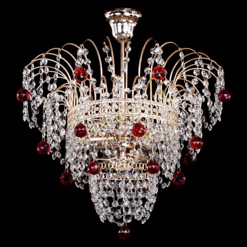 Люстра Агата Венеция №2 - 3 лампы красная в Новокузнецке Гусь Хрустальный