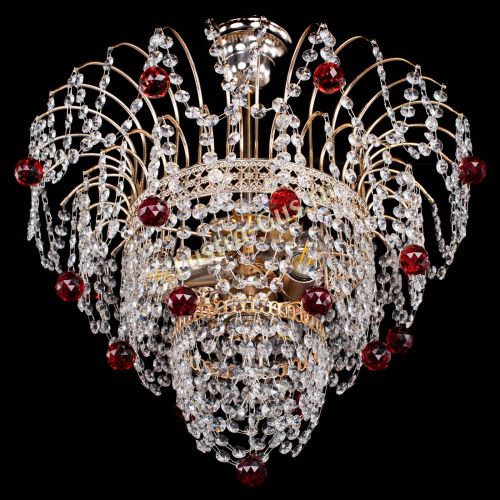 Люстра Агата Венеция №2 - 3 лампы красная в Новокузнецке Гусь Хрустальный