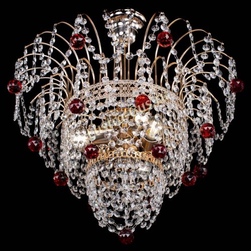 Люстра Агата Венеция №2 - 3 лампы красная в Новокузнецке Гусь Хрустальный