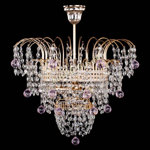 Люстра Агата Венеция №2 - 3 лампы розовая в Новокузнецке Гусь Хрустальный