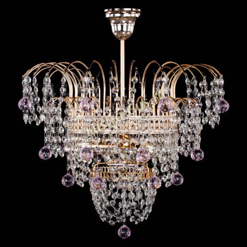 Люстра Агата Венеция №2 - 3 лампы розовая в Новокузнецке Гусь Хрустальный