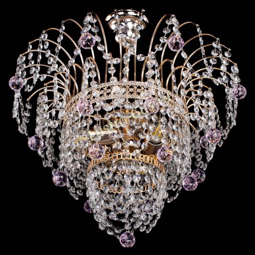 Люстра Агата Венеция №2 - 3 лампы розовая в Новокузнецке Гусь Хрустальный