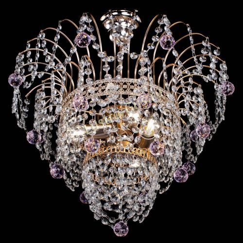 Люстра Агата Венеция №2 - 3 лампы розовая в Новокузнецке Гусь Хрустальный