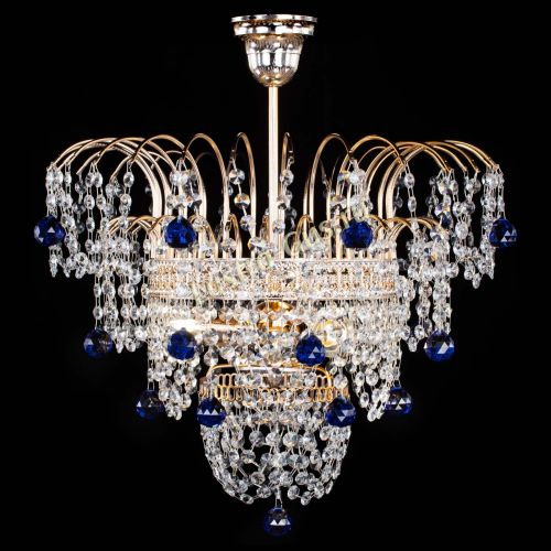 Люстра Агата Венеция №2 - 3 лампы синяя в Новокузнецке Гусь Хрустальный