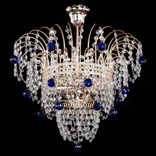 Люстра Агата Венеция №2 - 3 лампы синяя в Новокузнецке Гусь Хрустальный