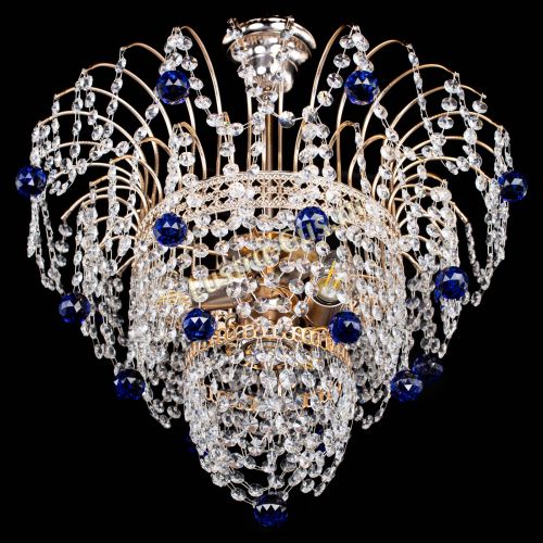 Люстра Агата Венеция №2 - 3 лампы синяя в Новокузнецке Гусь Хрустальный