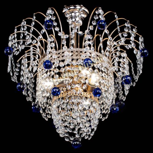 Люстра Агата Венеция №2 - 3 лампы синяя в Новокузнецке Гусь Хрустальный