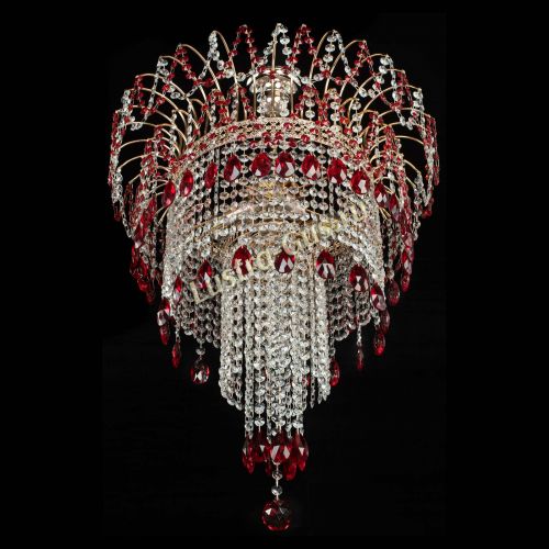 Люстра Агата Венеция №4 длинная Красная в Новокузнецке Гусь Хрустальный
