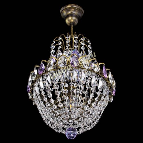 Люстра Астра №1 с подвесом под бронзу Фиолетоавя в Новокузнецке Гусь Хрустальный