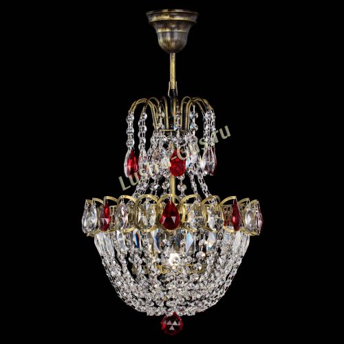 Люстра Астра №1 с подвесом под бронзу Красная в Новокузнецке Гусь Хрустальный