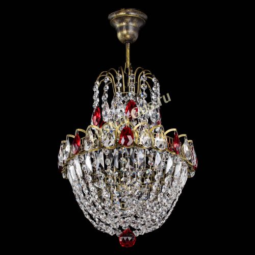 Люстра Астра №1 с подвесом под бронзу Красная в Новокузнецке Гусь Хрустальный