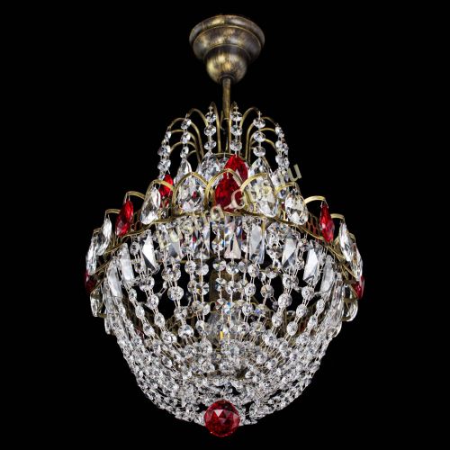 Люстра Астра №1 с подвесом под бронзу Красная в Новокузнецке Гусь Хрустальный