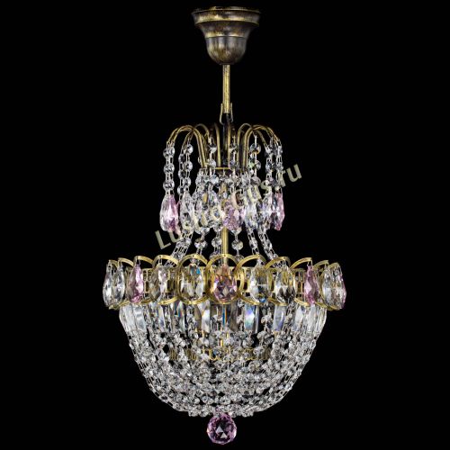 Люстра Астра №1 с подвесом под бронзу Розовая в Новокузнецке Гусь Хрустальный