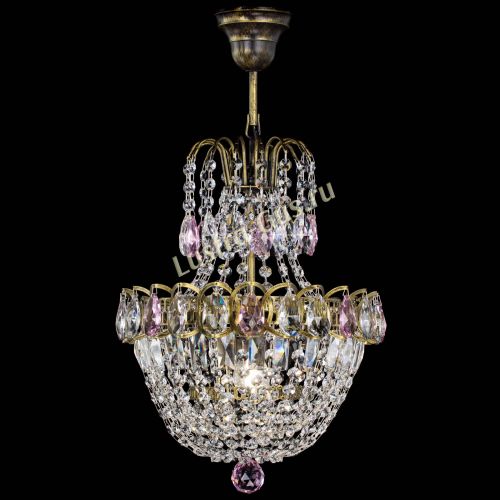 Люстра Астра №1 с подвесом под бронзу Розовая в Новокузнецке Гусь Хрустальный