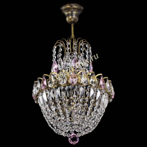 Люстра Астра №1 с подвесом под бронзу Розовая в Новокузнецке Гусь Хрустальный