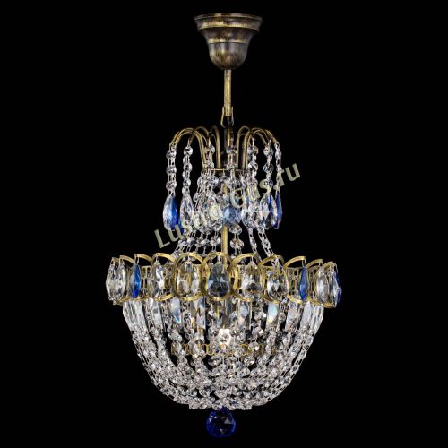 Люстра Астра №1 с подвесом под бронзу Синяя в Новокузнецке Гусь Хрустальный