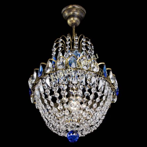 Люстра Астра №1 с подвесом под бронзу Синяя в Новокузнецке Гусь Хрустальный