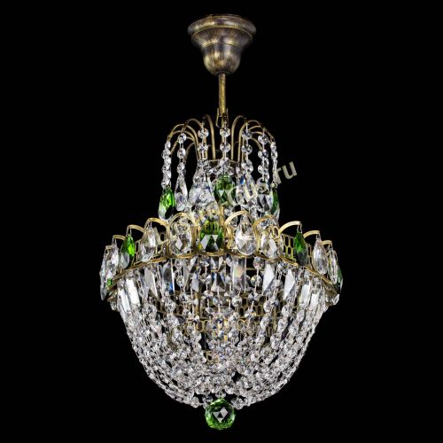 Люстра Астра №1 с подвесом под бронзу Зеленая в Новокузнецке Гусь Хрустальный
