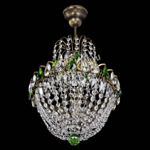 Люстра Астра №1 с подвесом под бронзу Зеленая в Новокузнецке Гусь Хрустальный