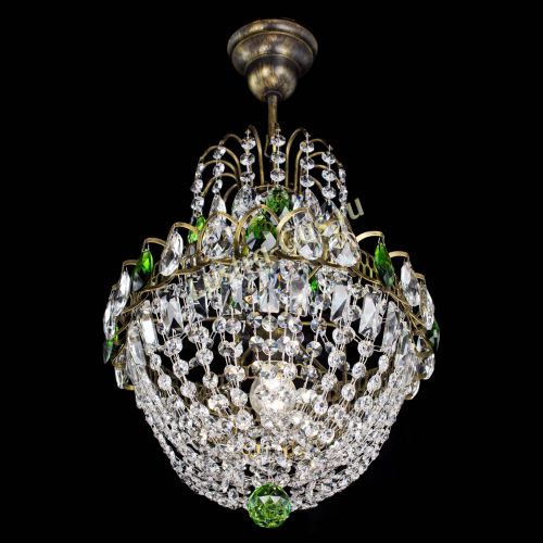 Люстра Астра №1 с подвесом под бронзу Зеленая в Новокузнецке Гусь Хрустальный