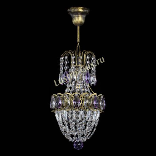 Люстра Астра №1 узкая фиолетовая под бронзу в Новокузнецке Гусь Хрустальный