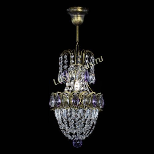 Люстра Астра №1 узкая фиолетовая под бронзу в Новокузнецке Гусь Хрустальный