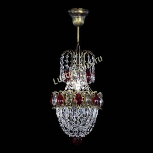 Люстра Астра №1 узкая красная под бронзу в Новокузнецке Гусь Хрустальный