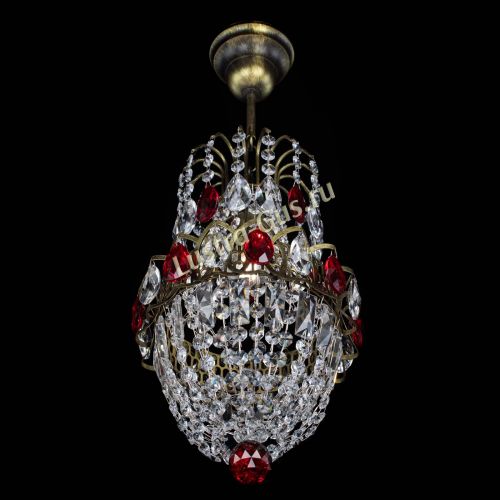 Люстра Астра №1 узкая красная под бронзу в Новокузнецке Гусь Хрустальный