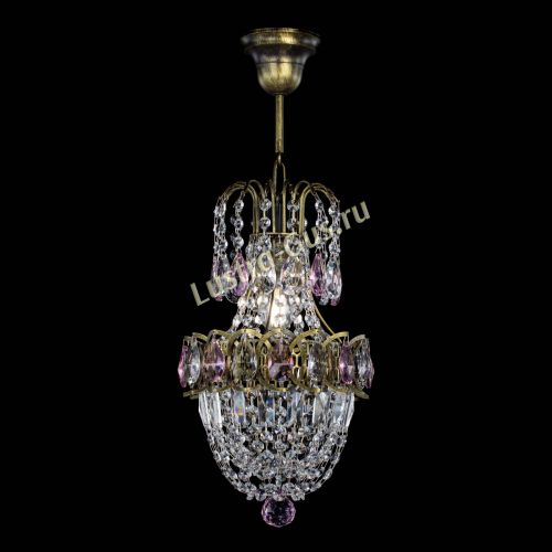 Люстра Астра №1 узкая розовая под бронзу в Новокузнецке Гусь Хрустальный